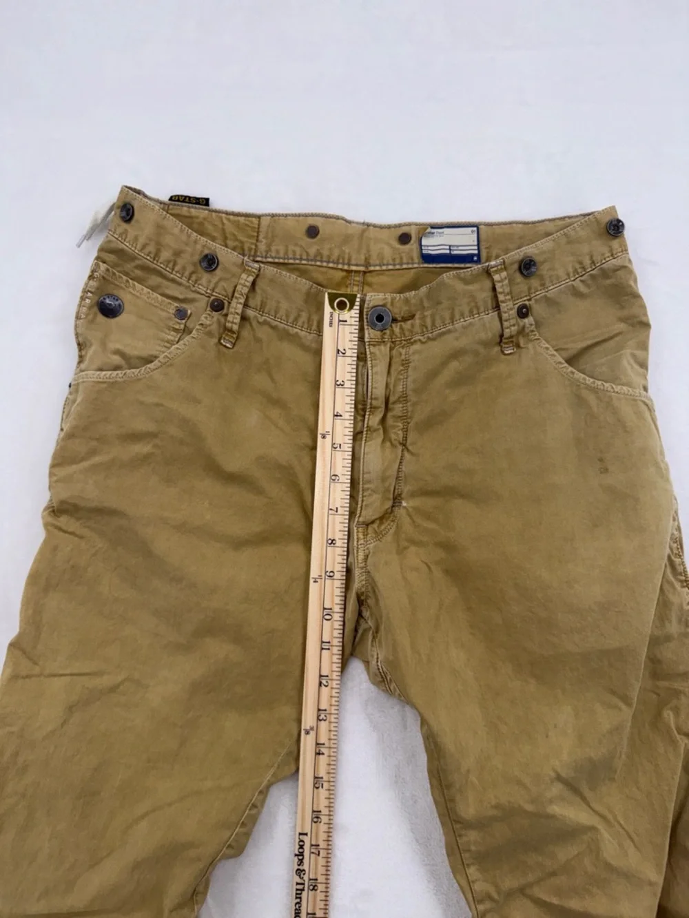 Men’s G-Star Raw Arc 3D Loose Tapered Braces COJ Jeans Size 33 Tall Chino Khaki - Picture 4 of 7